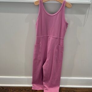 Athleta Girl Stash Your Treasures Pink Sleeveless Jumpsuit - size 7